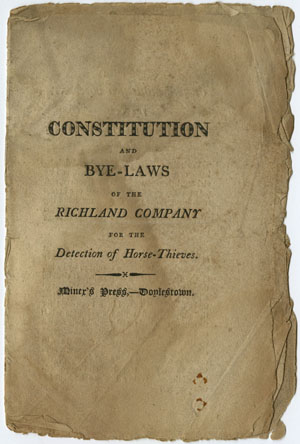 Newtown Reliance Company. Constitution. Doylestown, Pa.: Jackson & Kelly, 1828.